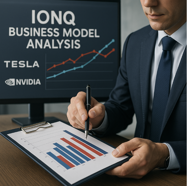 아이온큐, 비즈니스 모델 집중 분석(테슬라, 엔비디아와 비교)이 연상되는 이미지