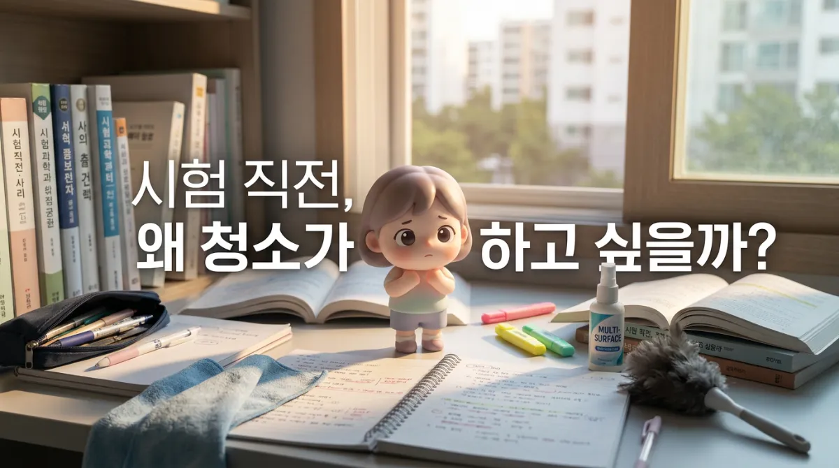 시험 직전 갑자기 방 청소가 하고 싶어지는 심리 이미지