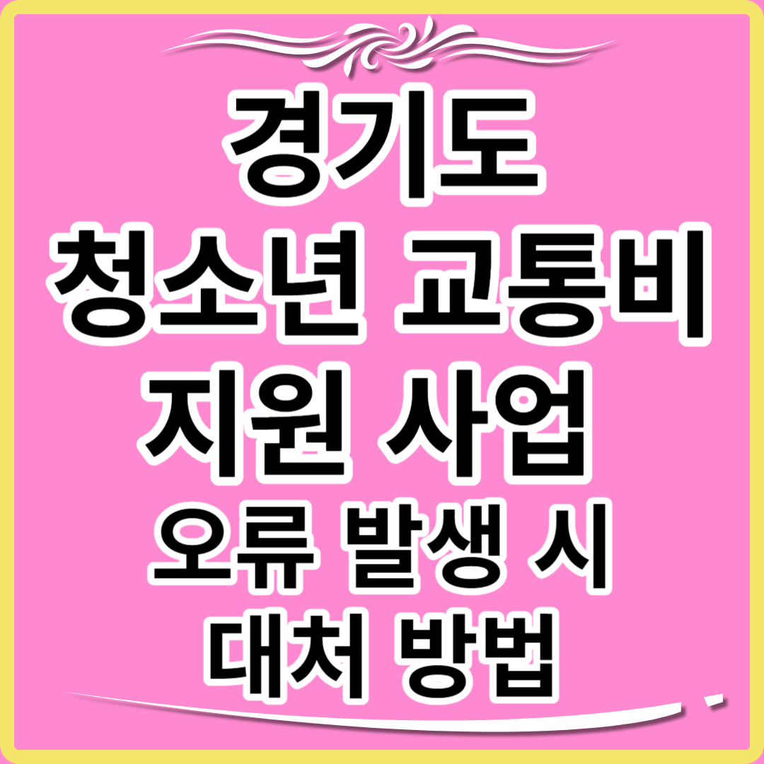 경기도 청소년 교통비 지원 사업 오류 발생 시 대처 방법 썸네일.