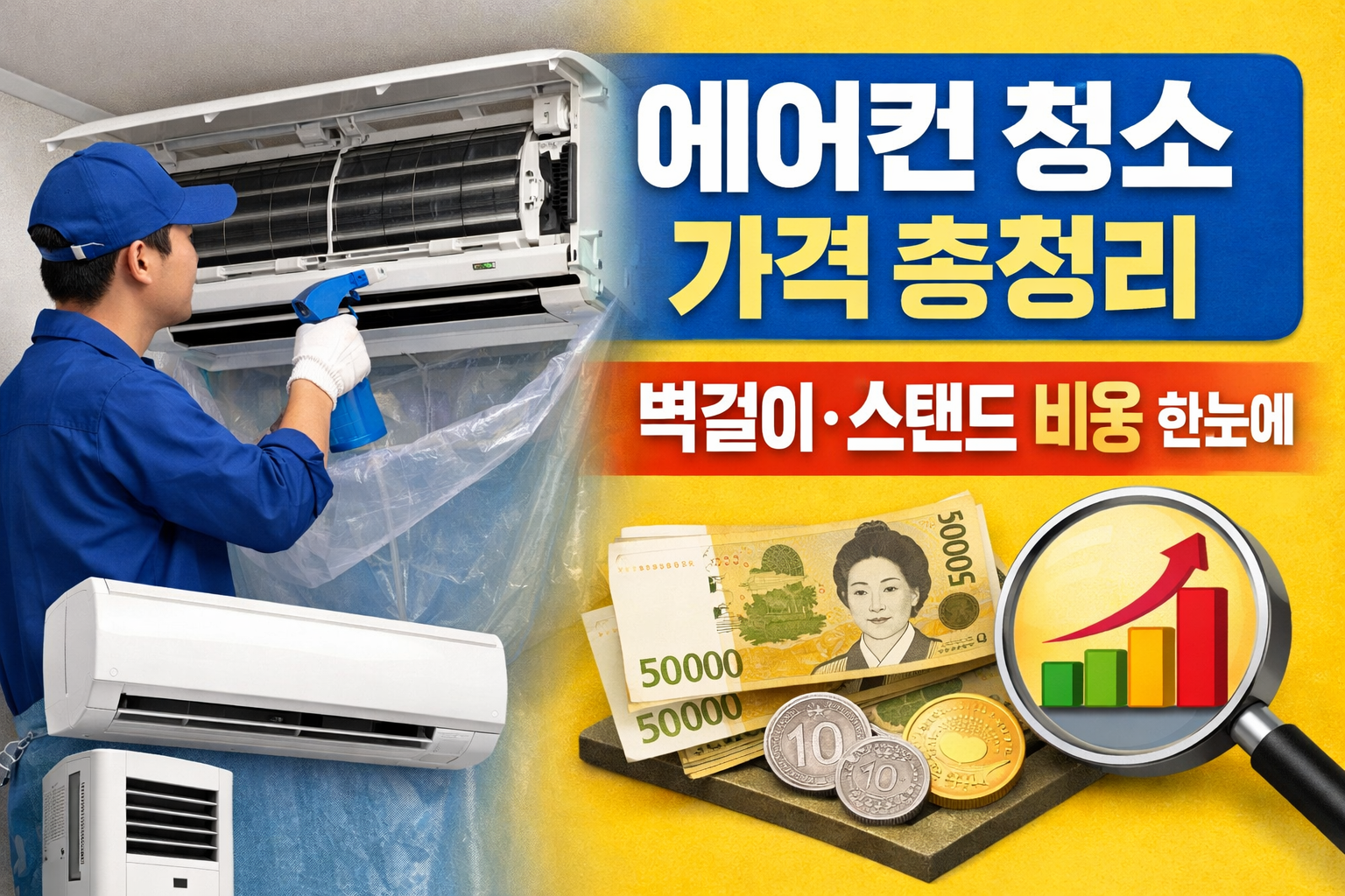 에어컨 청소 가격 총정리 (2026 최신)｜벽걸이&middot;스탠드&middot;시스템별 비용 비교