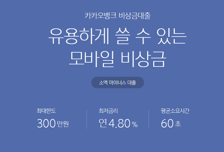 카카오뱅크 비상금대출 조건, 금리