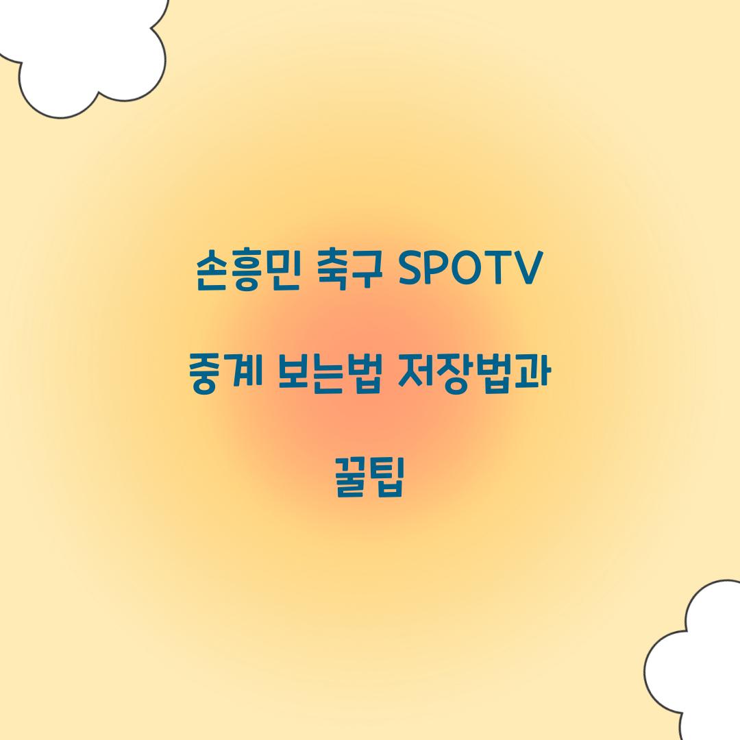 손흥민 축구 SPOTV 중계 보는법