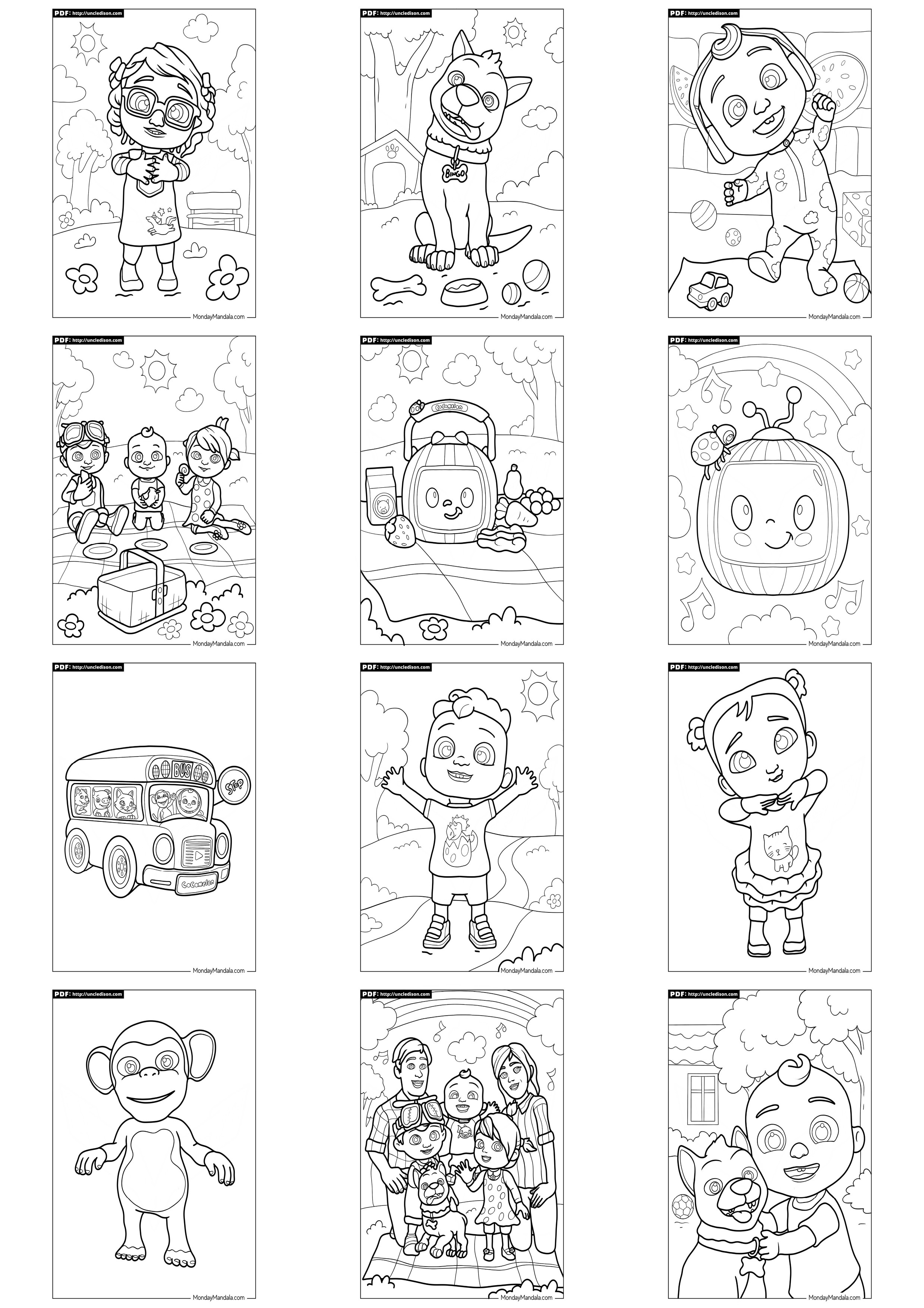 코코멜론 색칠공부 무료도안 cocomelon coloring page