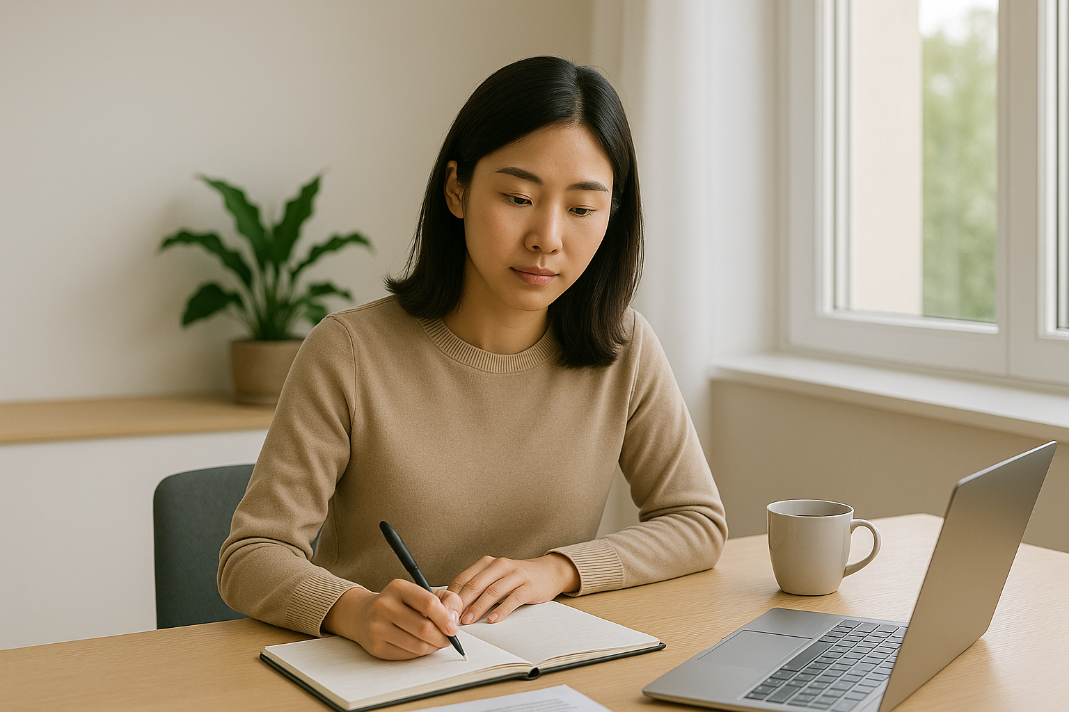 자격증 취득을 위해 공부하는 여성의 모습