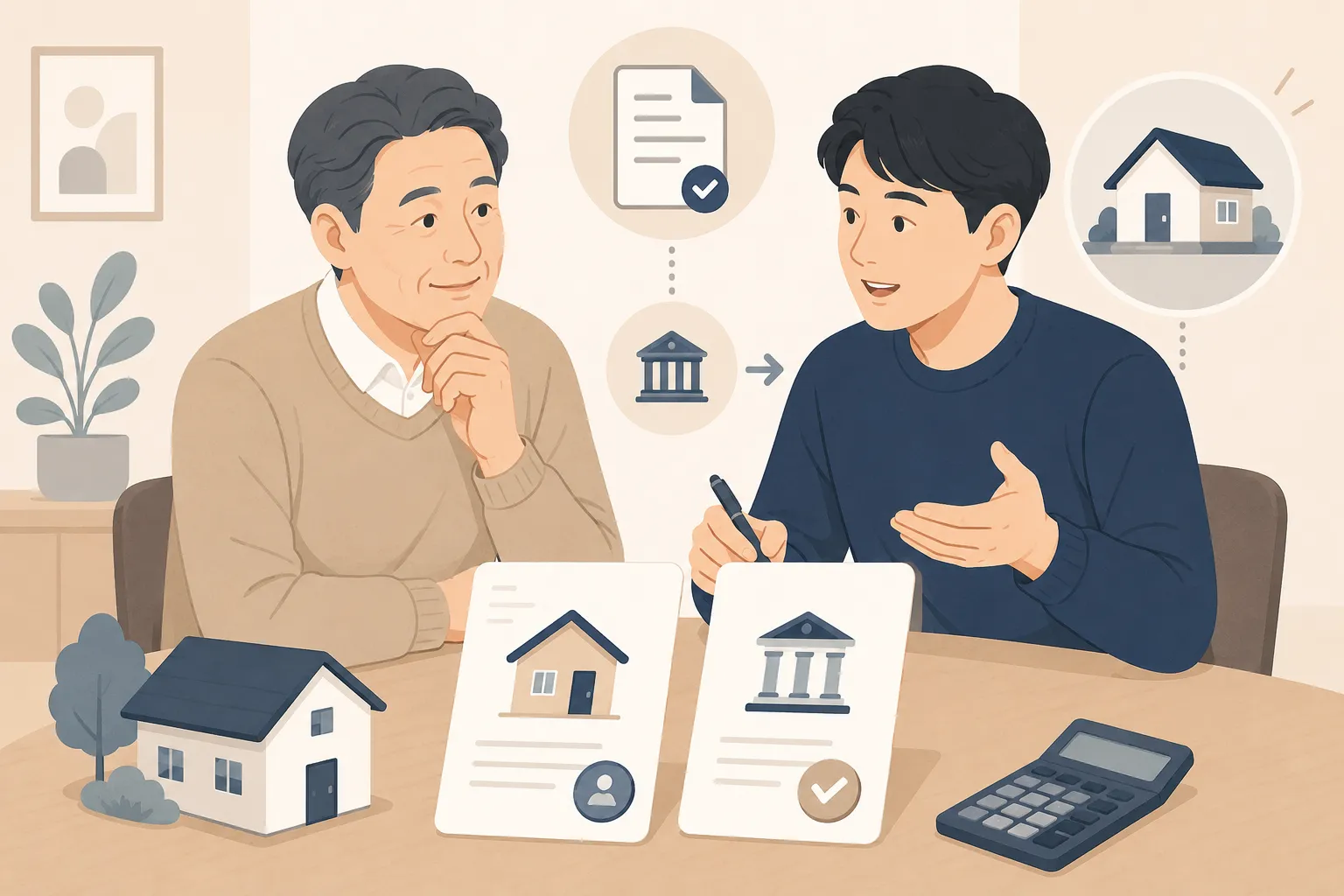 양도소득세 vs 증여세 2025년 기준을 따질 때 부모 자녀 간 부동산 거래에서 계약서와 자금흐름 확인이 필요함을 설명하는 이미지