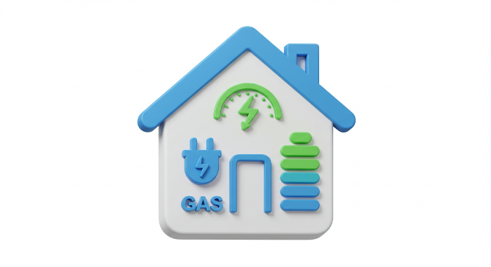 다자녀 가정을 위한 전기·가스·수도 요금 감면을 나타내는 3D 아이콘