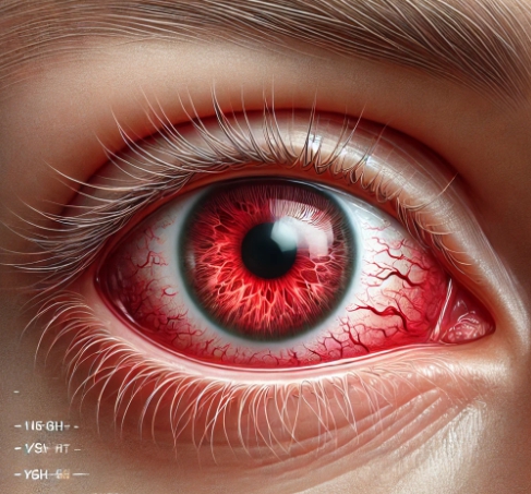 충혈된 눈 클로즈업