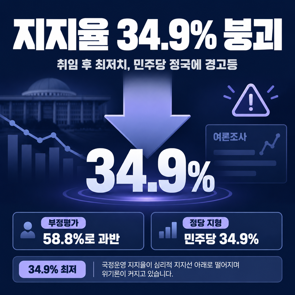 지지율 34.9% 붕괴