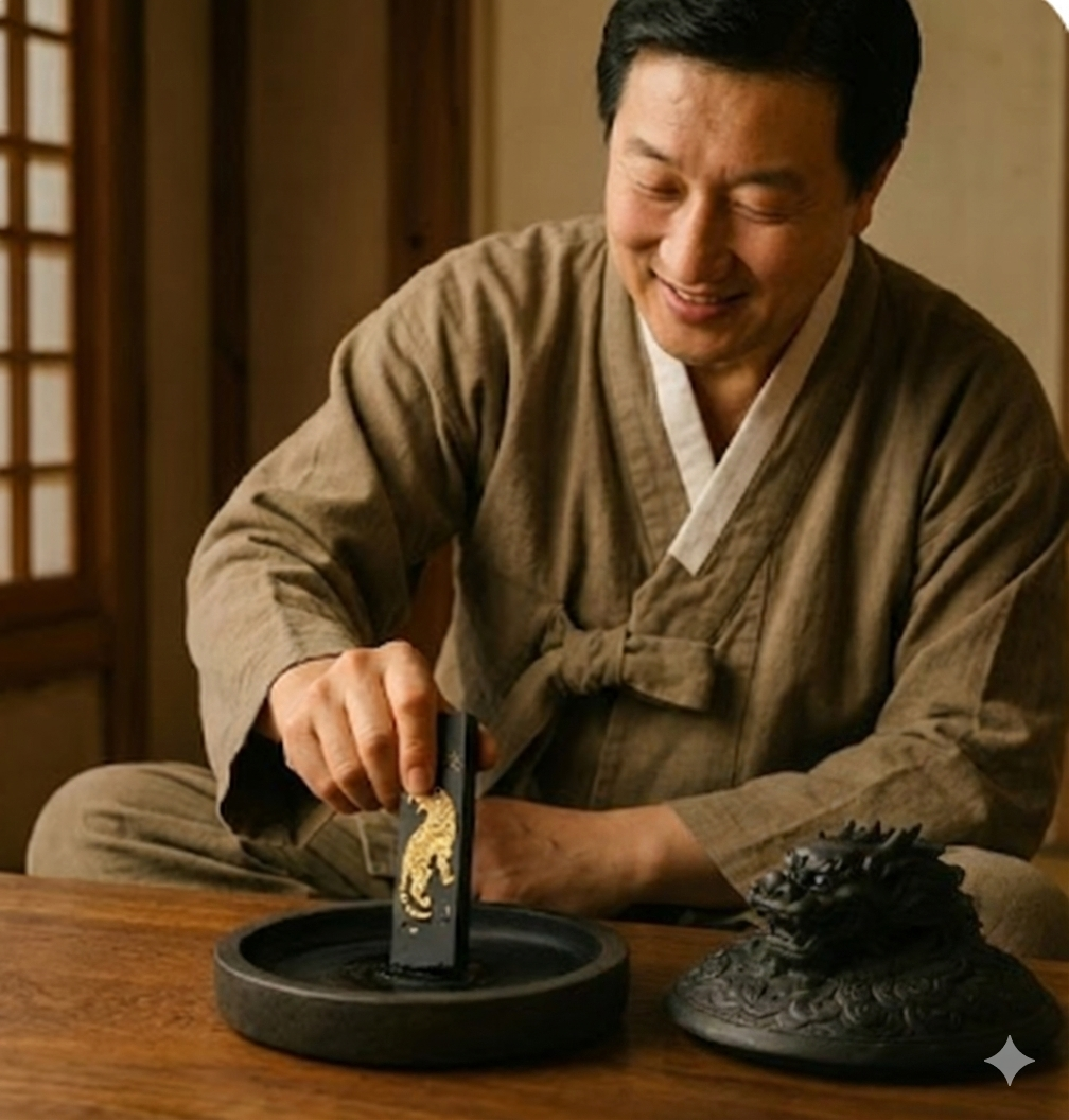 취묵 (醉墨): 마음을 다듬으며 먹을 가는 모습