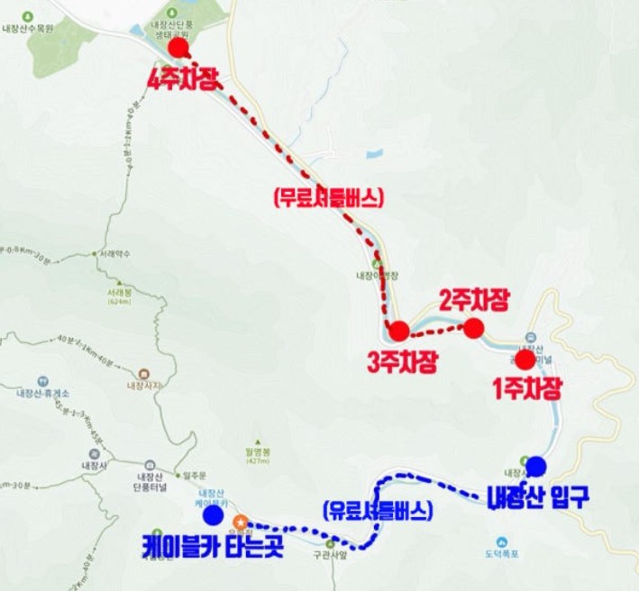 내장산 주차장, 셔틀버스