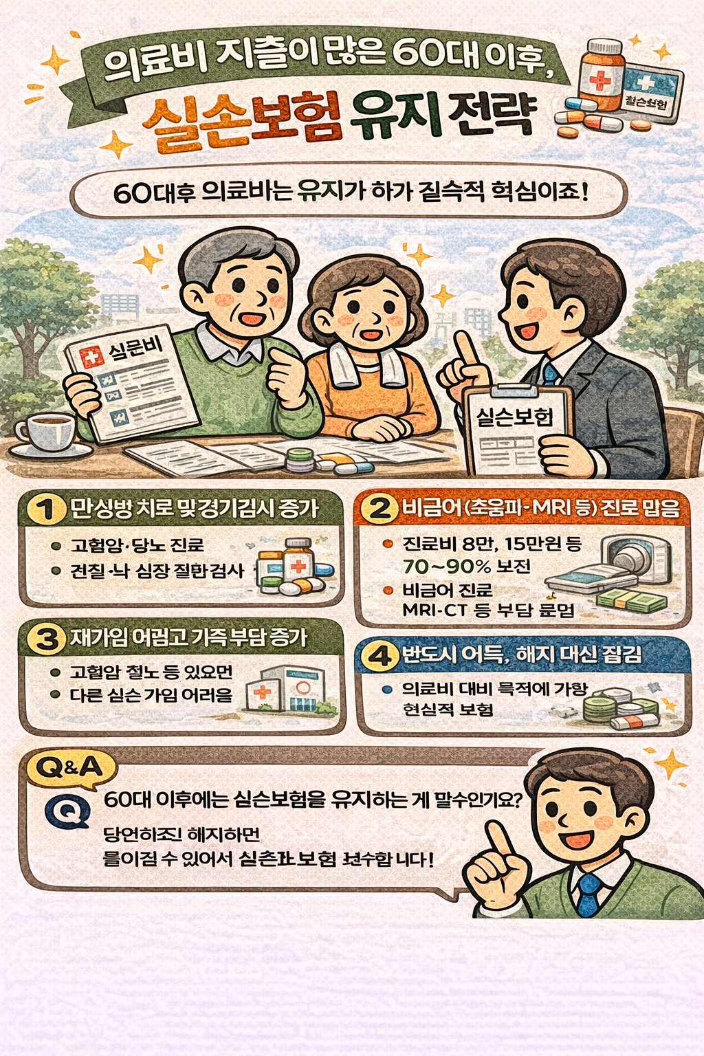 의료비 지출이 많은 60대 이후, 실손보험 유지 전략