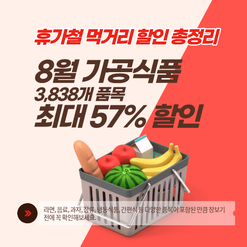 휴가철 먹거리 할인 총정리&hellip;8월 가공식품 3,838개 품목 최대 57% 할인