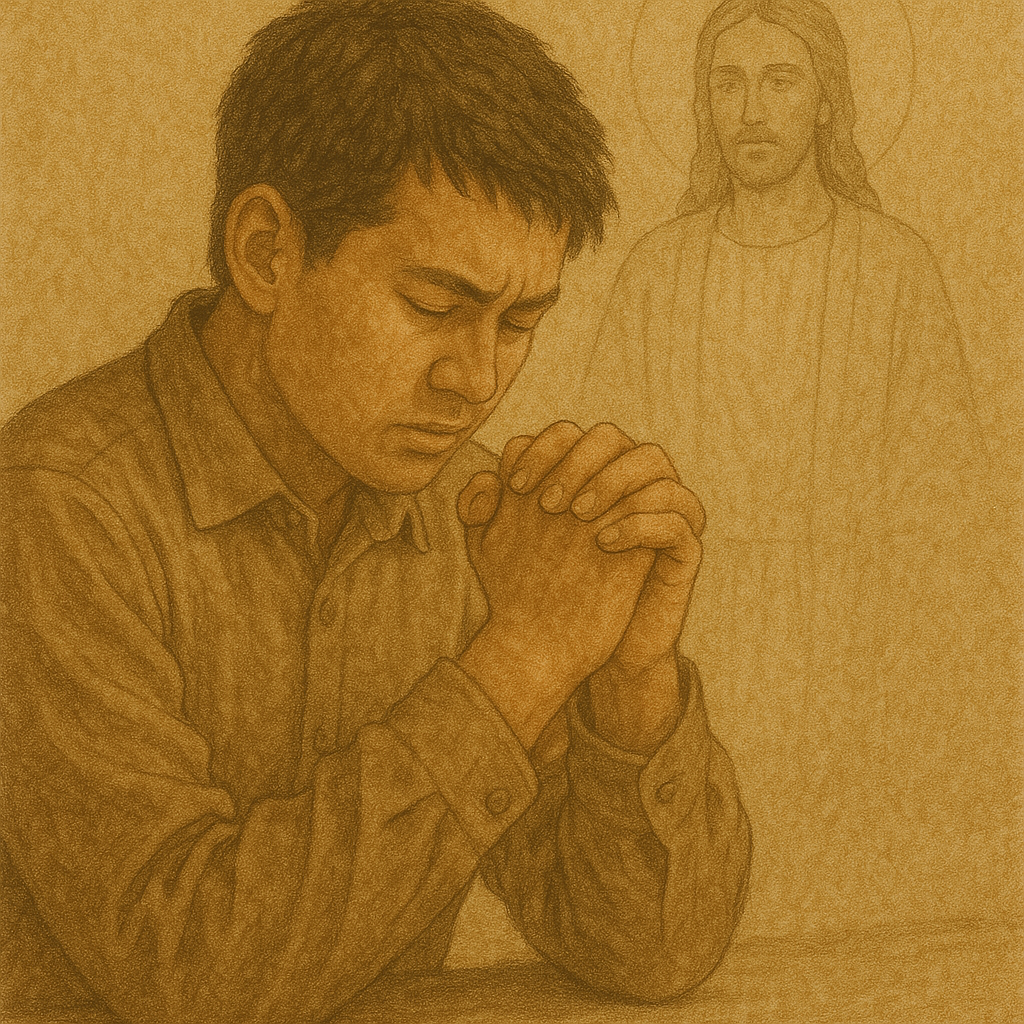 신 1:34-36 말씀을 보며, 주님을 온전히 따르는 자가 되도록 마음을 함께하여 전심으로 기도하는 시간을 가지는 모습입니다.