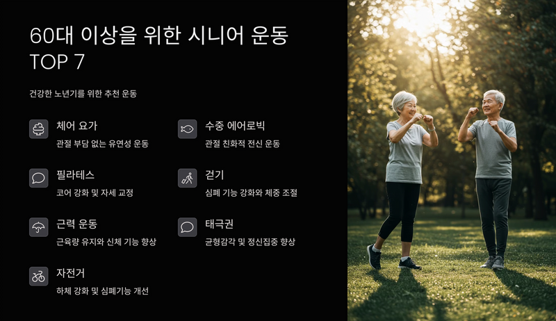 60대 이상을 위한 시니어 운동 관련 이미지