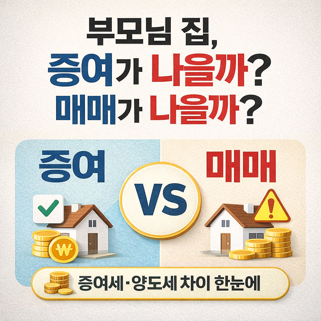 부모님 집 증여 vs 매매, 뭐가 더 유리할까?