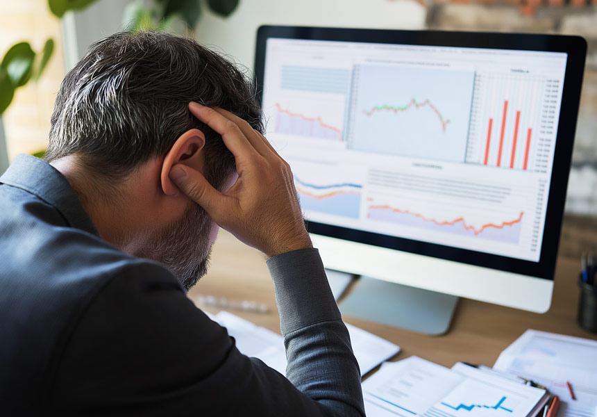 하락장 속 ETF 투자 계획을 세우는 투자자의 모습