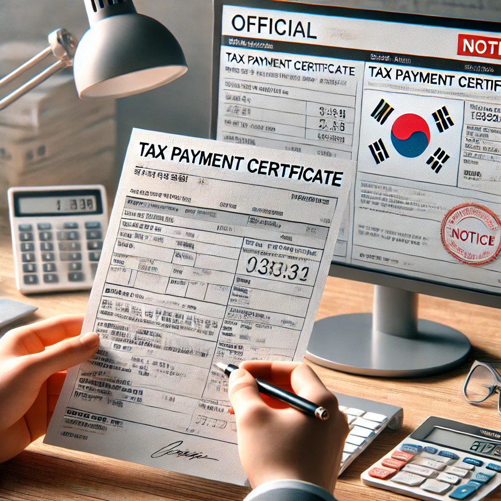 국세 납입 증명서 발급 유의사항 랜더링 이미지