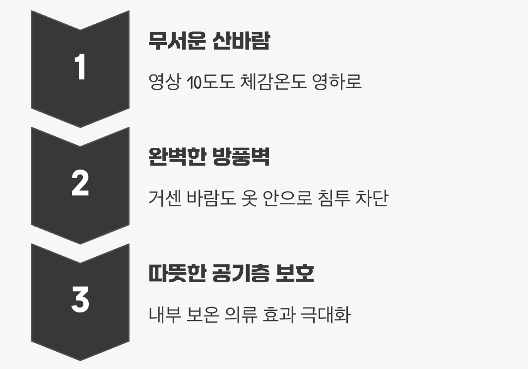 이유 3. 칼바람을 막아주는 든든한 갑옷, '방풍'