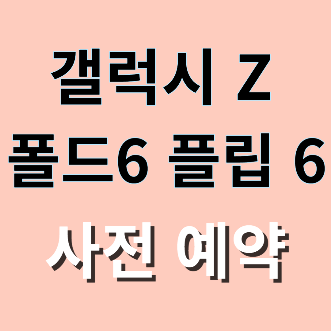 갤럭시 Z 폴드 6 플립 6 사전예약