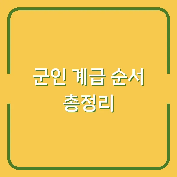 군인 계급 순서 총정리