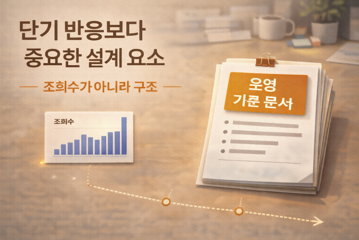 조회수 그래프보다 운영 기준 문서가 강조된 블로그 대표 이미지