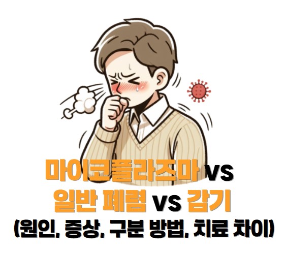 마이코플라즈마 vs 일반 폐렴 vs 감기 (원인, 증상, 구분 방법, 치료 차이)