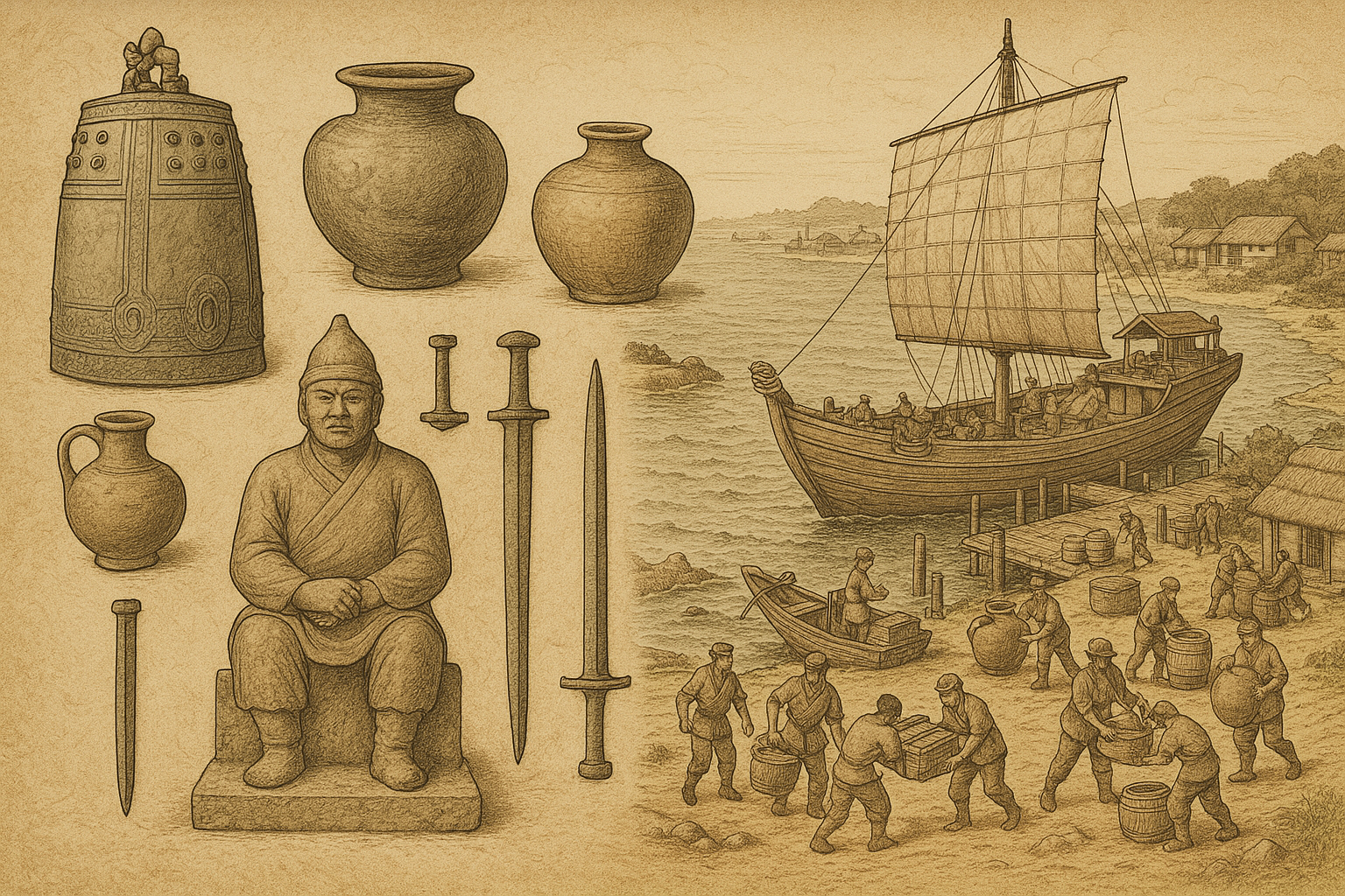 장보고 관련 유물·포구 재현도