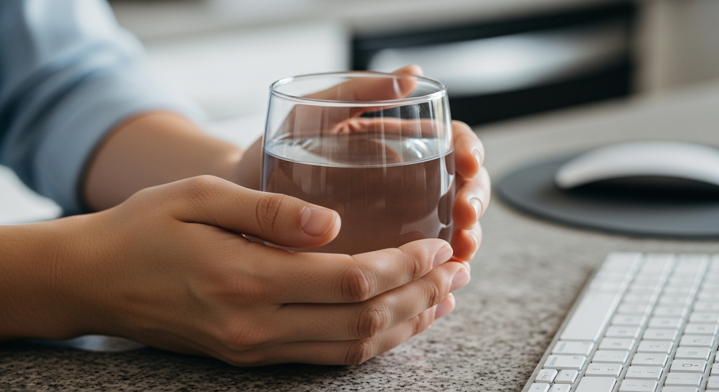 단식 중 갈증 해소를 위해 물을 마시는 손, 건강한 수분 섭취의 중요성