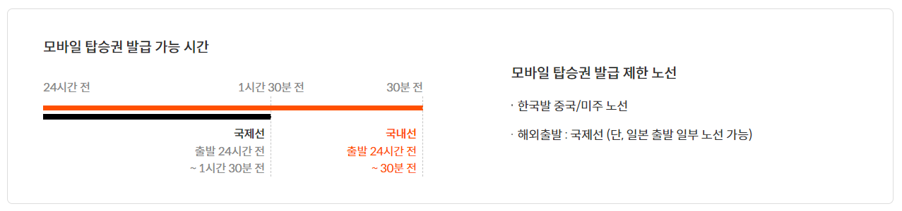 모바일 탑승권 발급 가능시간