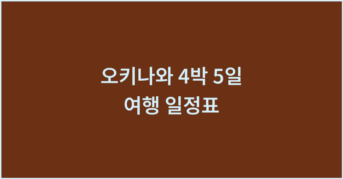 오키나와 4박 5일 여행 일정표  