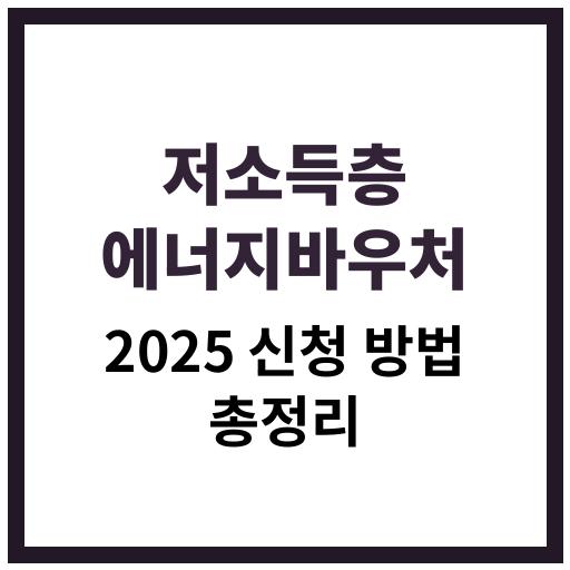 2025년 저소득층을 위한 에너지바우처 신청 방법과 절차를 안내하는 포스터 이미지
