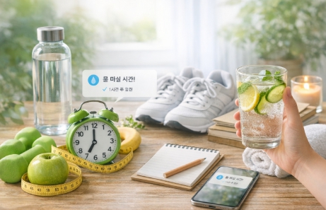 하루 물 섭취가 건강에 중요한 역활을 하는 이미지