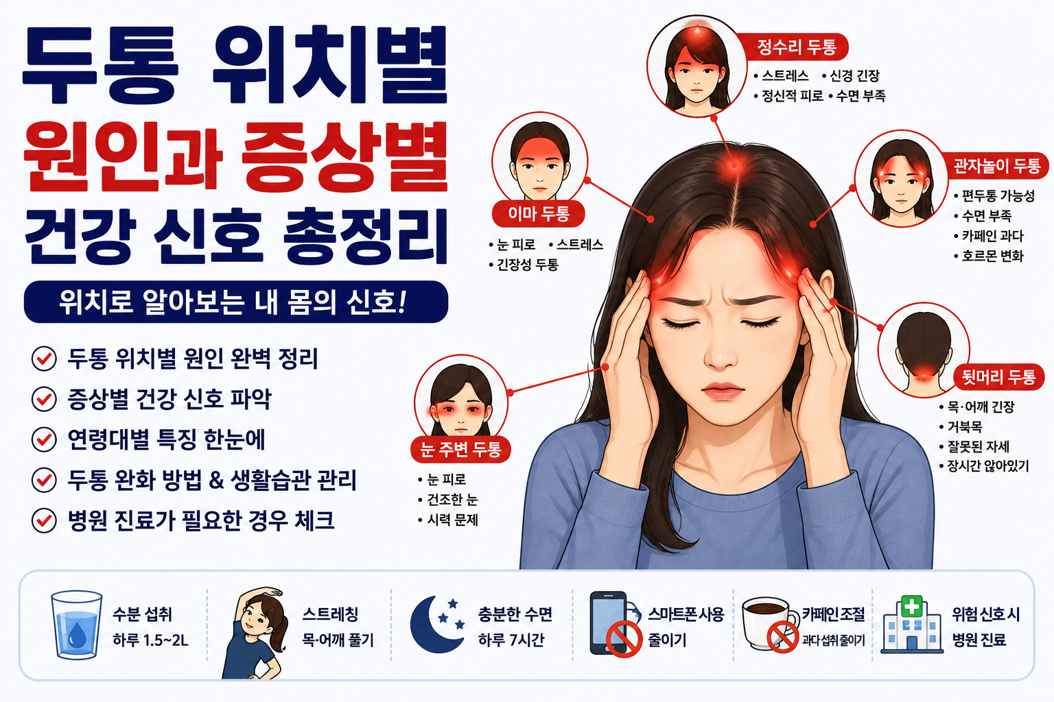 두통 위치별 원인과 증상별 건강 신호 총정리 -사진-