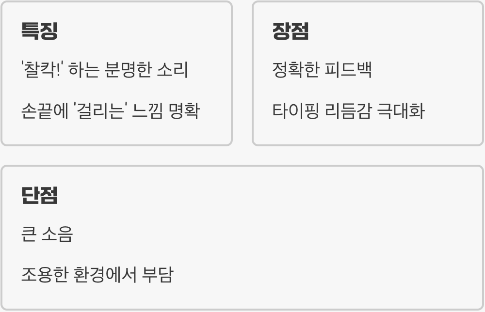 2. 경쾌한 타건감의 매력&amp;#44; 청축 (Clicky)