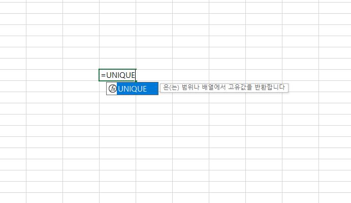 엑셀 중복값 함수 UNIQUE