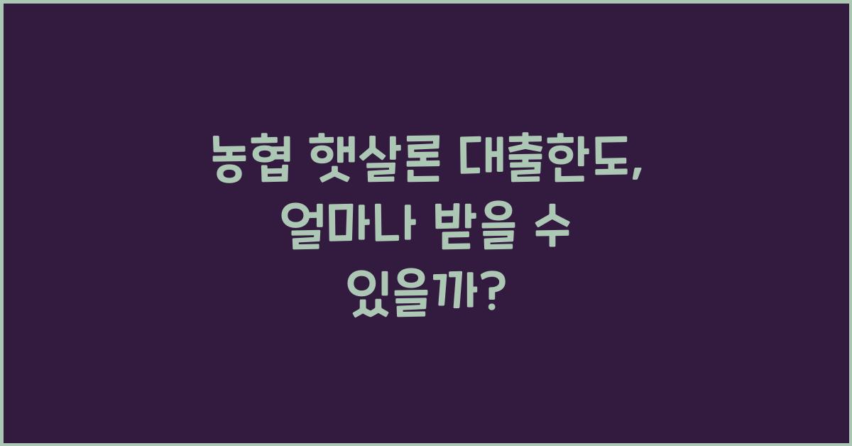 농협 햇살론 대출한도