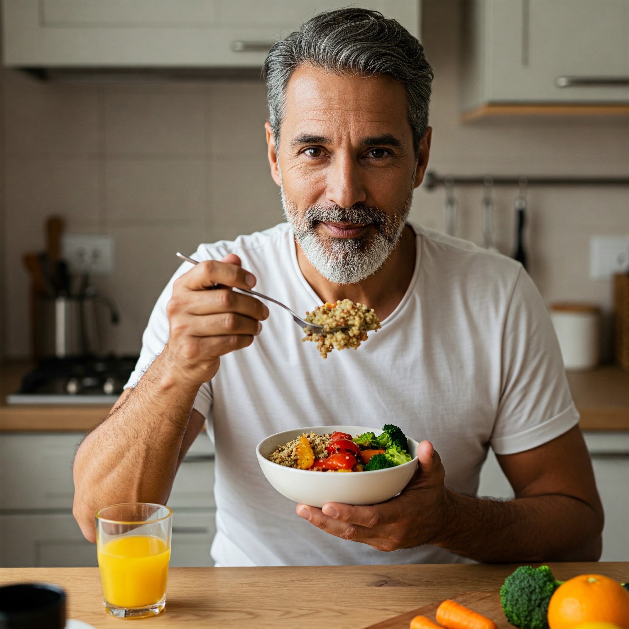 식사 중인 외국인 중년