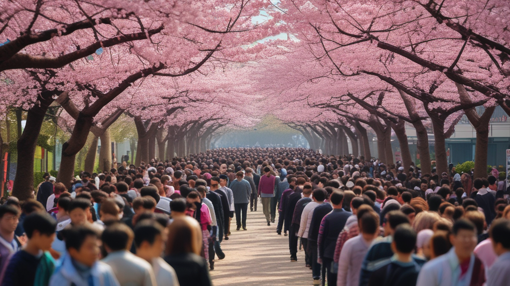 여의도 운중로의 벗꽃의 상춘객들