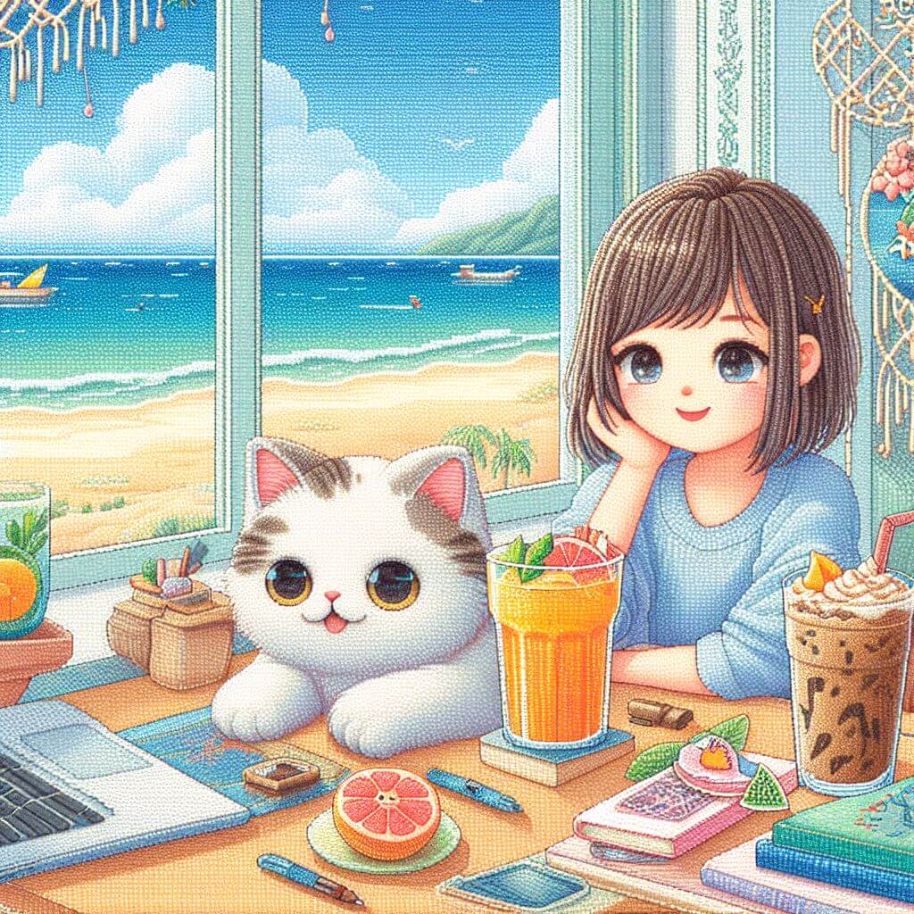 컴퓨터를 보고 있는 소녀