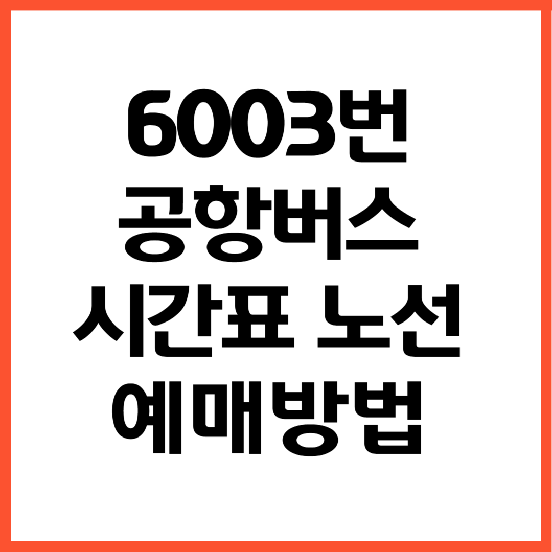6003번 공항버스 노선 시간표 예매방법