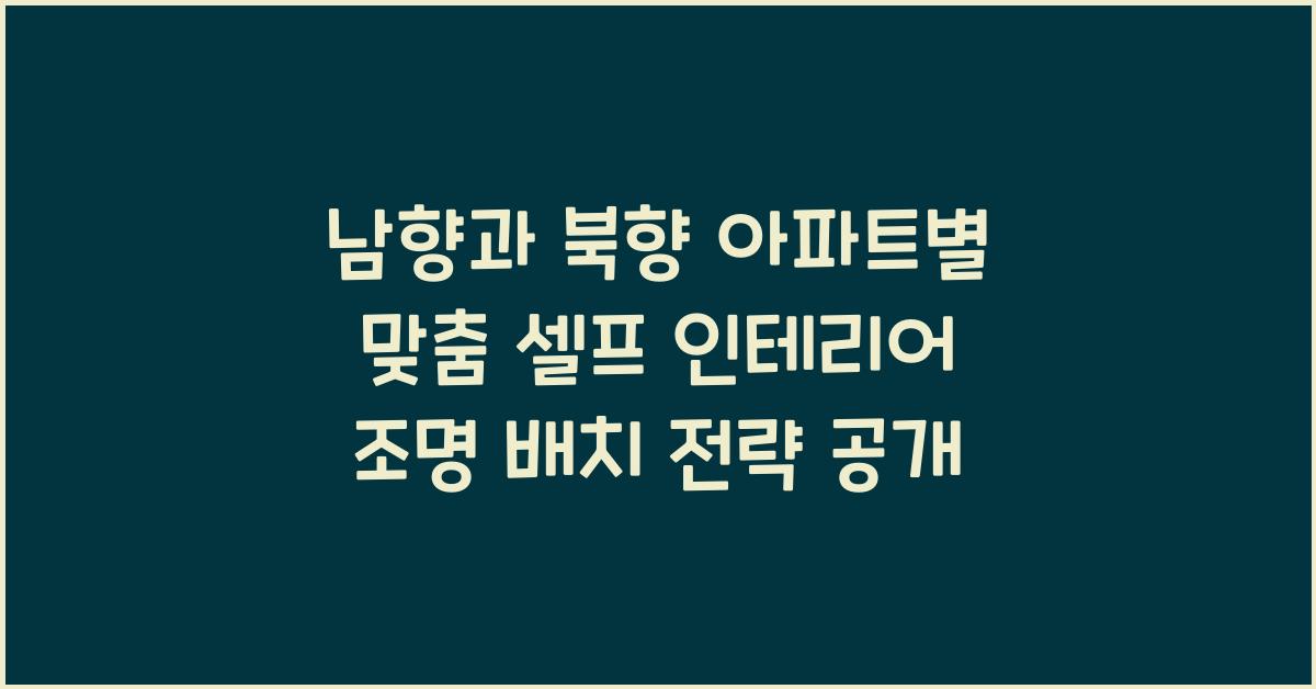 남향과 북향 아파트별 맞춤 셀프 인테리어 조명 배치 전략