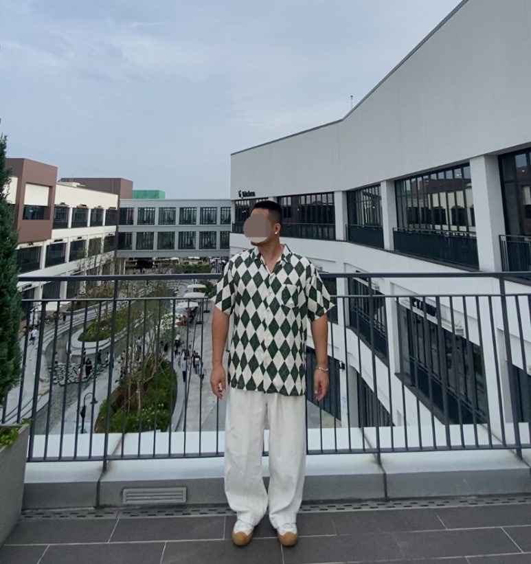 데일리룩('26. 7. 19.)아케인펑크 아가일 펑크 하프 오버사이즈 하와이안셔츠, 무신사스탠다드 와이드 벌룬팬츠, 스텔라레알레 컨버스, 서지컬스틸 팔찌, 마크-4 실버덤벨 피어싱