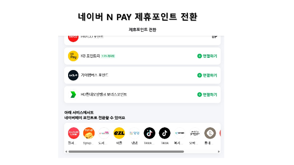 네이버 페이 포인트 전환 제휴처 리스트