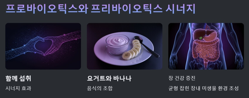 프로바이오틱스와 프리바이오틱스의 시너지에 관한 ppt 이미지