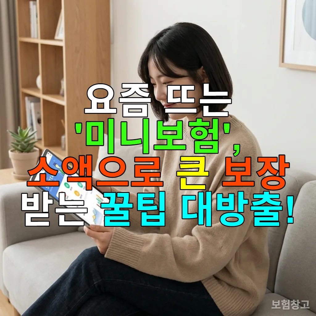 태블릿으로 미니보험 상품을 살펴보는 젊은 한국 여성
