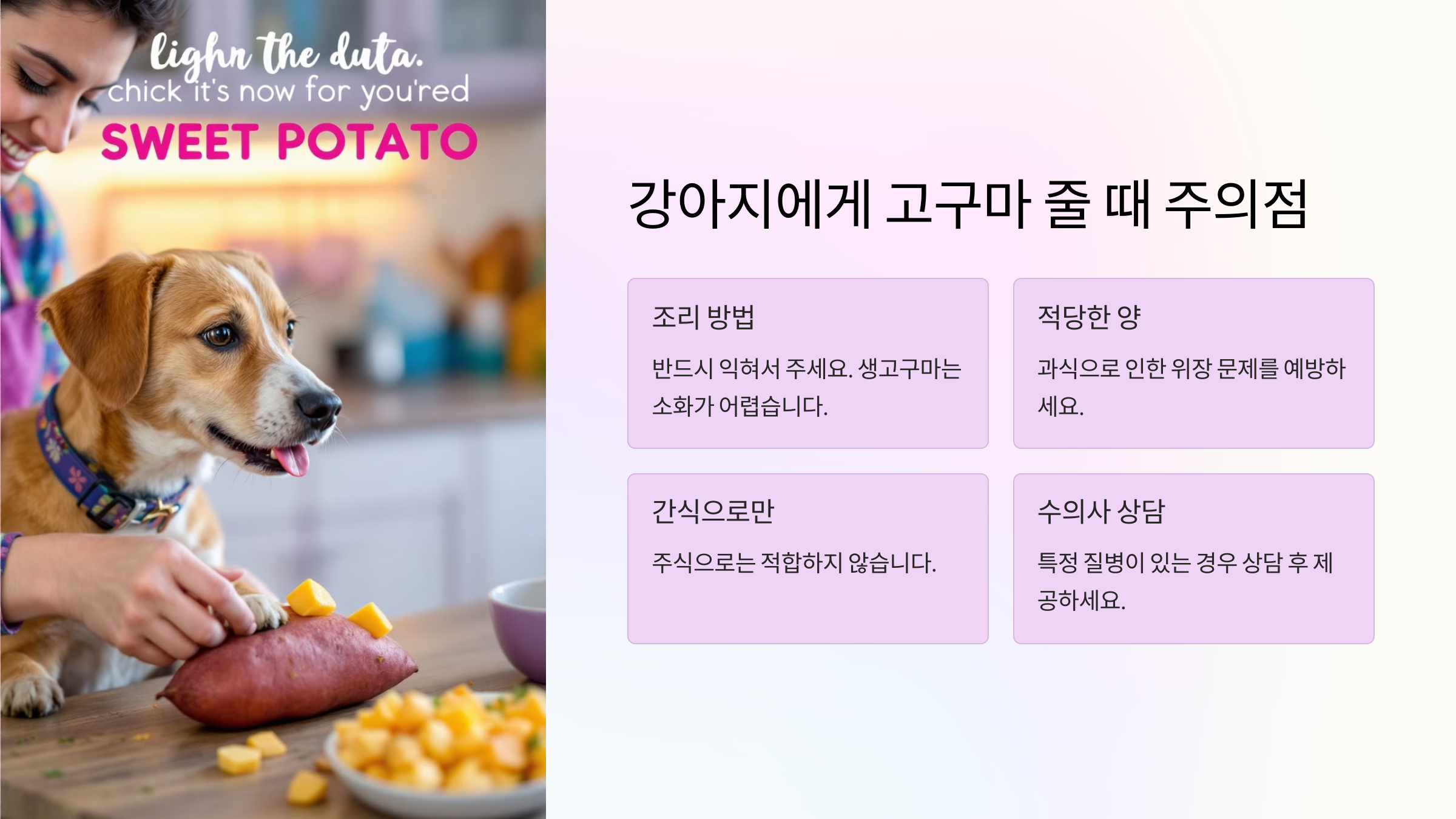 강아지에게 고구마 줄 때 주의점