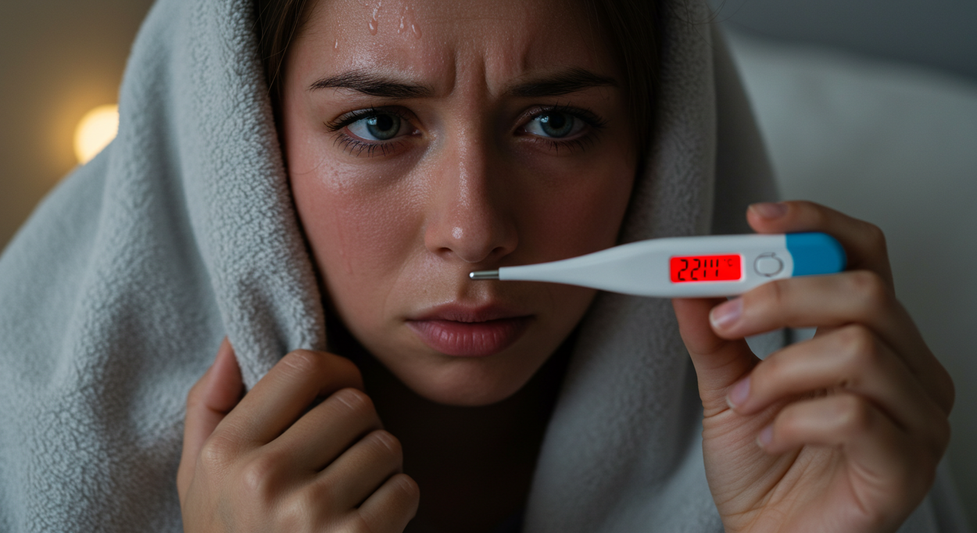 열이 나는 여성의 모습과 ‘2025년 봄, 또 B형 독감?’이라는 문구가 포함된 블로그 썸네일 이미지