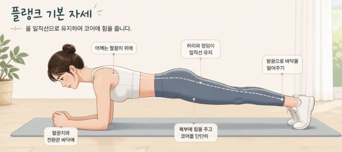 플랭크 기본 자세 사진