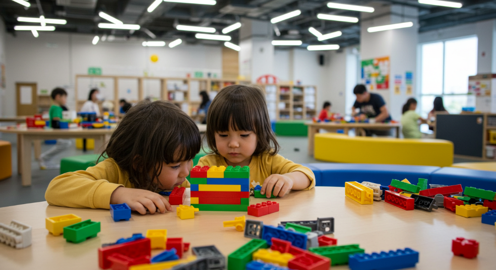 제주 브릭캠퍼스에서 레고를 조립하며 노는 아이