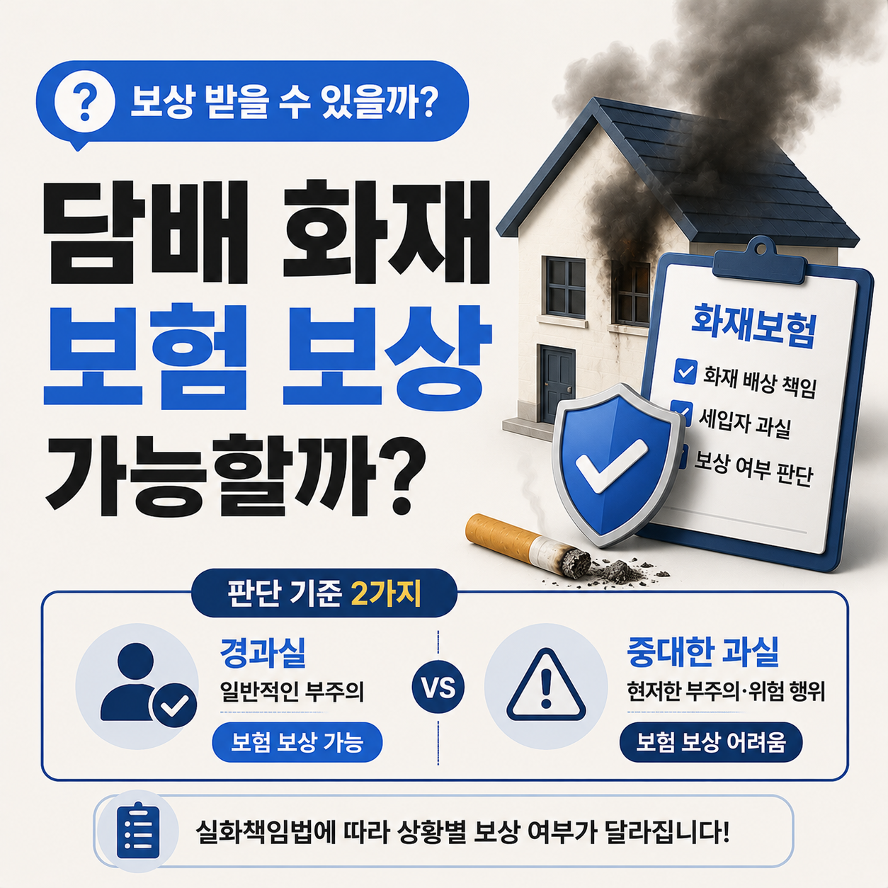 세입자 담배 화재 보험 보상 여부 판단 기준